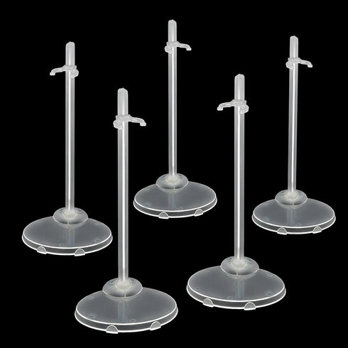 Zilphoba 12-Pack Adjustable Doll Stands for 8-12 Inch Dolls, Clear Plastic, Hobby Figure