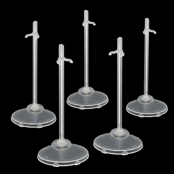 Zilphoba 12-Pack Adjustable Doll Stands for 8-12 Inch Dolls, Clear Plastic, Hobby Figure