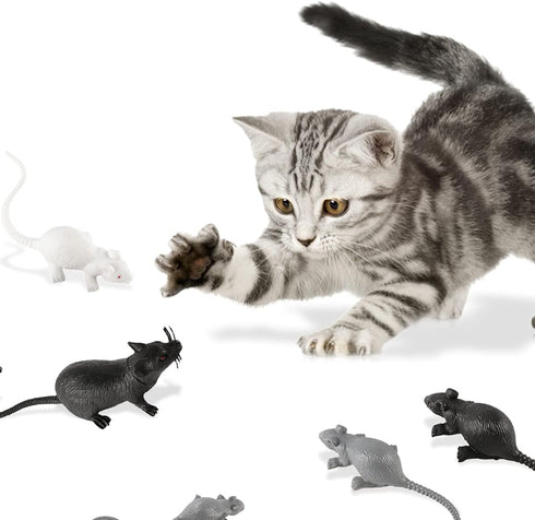 33 PCS Halloween Fake Mouse Toys, Realistic Plastic Mouse Figurines for Halloween Party Decorations and Pranks