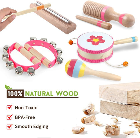 1 2 3 Toddlers1-3 8 1) Toddlers Musical Instruments for Year Old Girl,Baby Montessori Wooden Musical Toys for Year