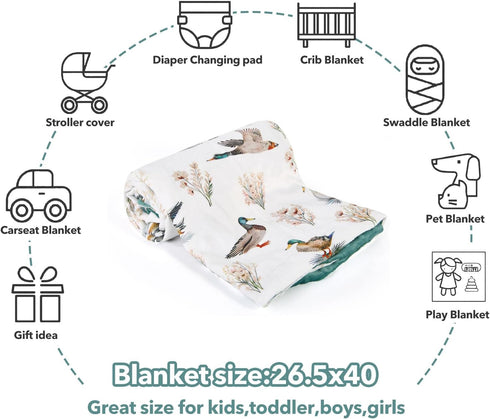 26.5 40 Inches Mallard Duck Baby Blanket for Boys Girls Soft Fleece Minky Blanket with Dotted Backing Double Layer