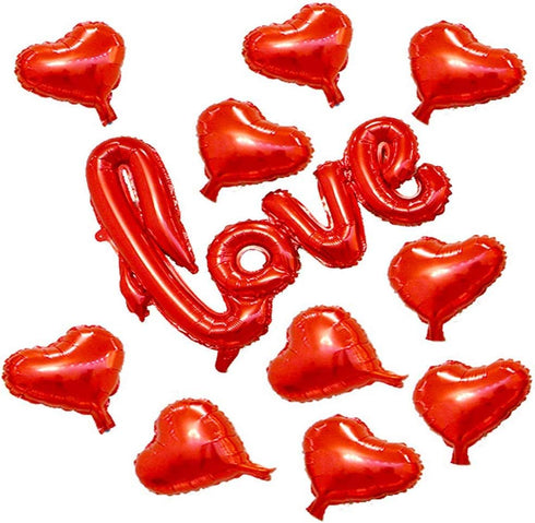 Soochat Red Heart Balloons and LOVE Balloons Kit, 11Pcs for Valentine's Day & Wedding Party Decorations