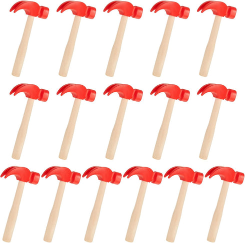 Deekin 16 Pcs Wooden Hammer Toys Red Simulation Peg Hammers Maintenance Toy