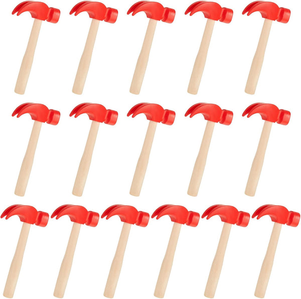 Deekin 16 Pcs Wooden Hammer Toys Red Simulation Peg Hammers Maintenance Toy