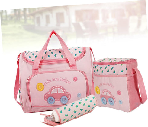 GLSTOY Set Large Capacity Tote Diaper Bag Changing Pad Bottle Holder Car Print