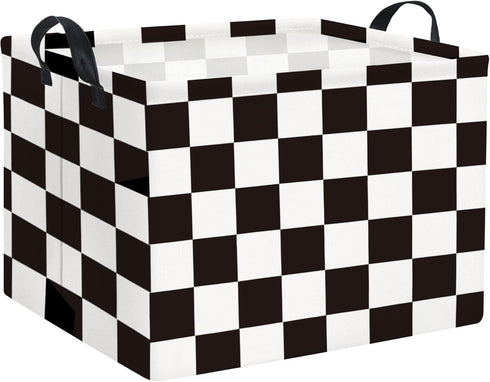 HIYAGON Rectangular Car Basket for Boys Checkered Basket Kids Baby Storage Bin
