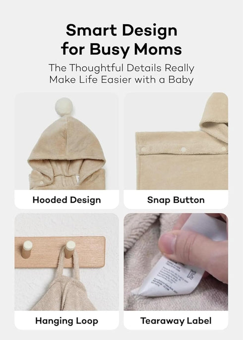 Konny Baby Hooded Towel Rayon from Bamboo Cotton Baby Bath Beach Towel Hooded Poncho, Oeko-TEX, Ultra Soft & Quick-Dry