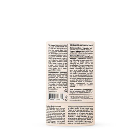 1 ATTITUDE Plastic-Free Diaper Cream Bar with Zinc for Baby, EWG Verified, Dermatologically Tested, Vegan, Unscented