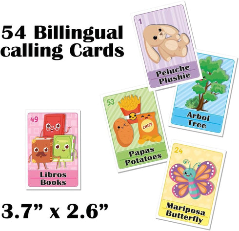 Bilingual Bingo Game Set - Mexican Bingo for 10 Players with 10 Boards, Full Deck of Cards and Chips
