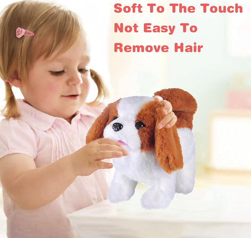 WorWoder Interactive Electronic Plush Saint Bernard Toy Puppy - Walking, Barking, Tail Wagging Companion for Kids