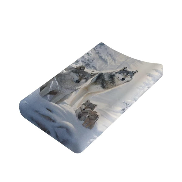 Wild Wolf Changing Pad Covers for Baby, Snow Diaper Changing Table Covers