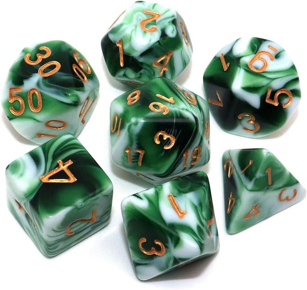 Polyhedral DND Dice Set - Green White RPG Dice for Dungeon and Dragons, D&D Pathfinder MTG Role Playing Games