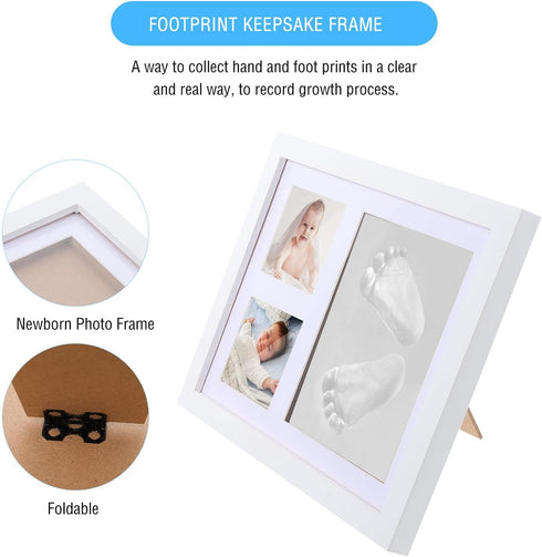 Milestone Memory Frame for Newborn Handprints and Footprints - White Clay Ink Kit