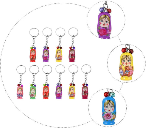 Toyvian 36pcs Key Chain Russian Doll Keychains Dolls Girls Russian Stacking Toys Miniature Babushka Doll Mobile Phone Charm Pendant Cute Keychain Toy for Kids Wooden Key Ring Ska Car Child