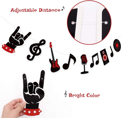 Born to Rock Glitter Banner - Music Note Garland for 1950's Rock and Roll Party Decorations, 1st Birthday Supplies