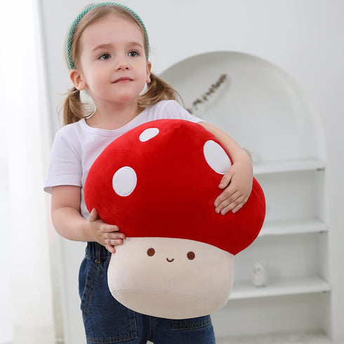 9 Inch WeBingo Mushroom Plush Pillow, Cute Large Mushroom Decor Stuffed Animal Plushies Stuffy for Girl Boy Kid Adult