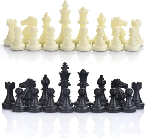 Chess Pieces Only, Magnetic Plastic Chessman Set for Replacement of Missing Pieces, Includes Storage Bag
