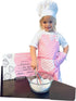 (3 Girl Baking Outfit / Pink Apron/ White Chef Hat/ Certificate Items) -for Real Cooking or Play (Toddler Apron)
