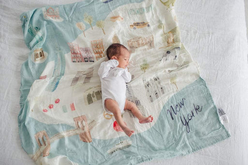 Loulou Lollipop Soft Baby Swaddle Blanket, Muslin Wrap for Newborn to Toddler, Large 47” by 47” - City NYC