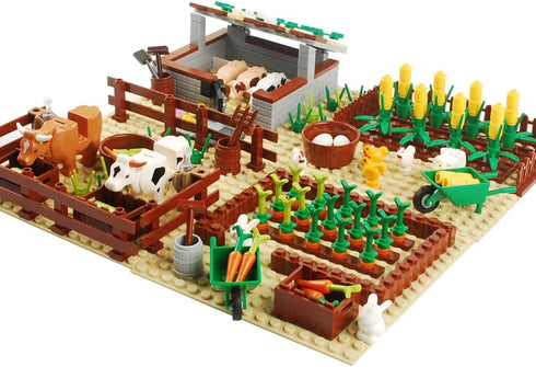 Farm Field Set Building Blocks - Plant Animal Crops Building Bricks Kit - DIY Compatible with All Major Brands
