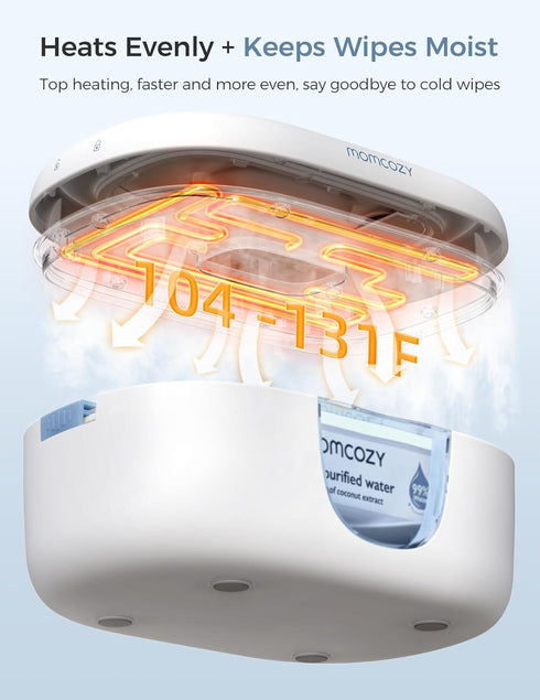 Momcozy 60-80pcs, 4 Baby Wipe Warmer, Innovative Spring Design, Large Capacity Wipes Dispenser for Fast & Even Heating