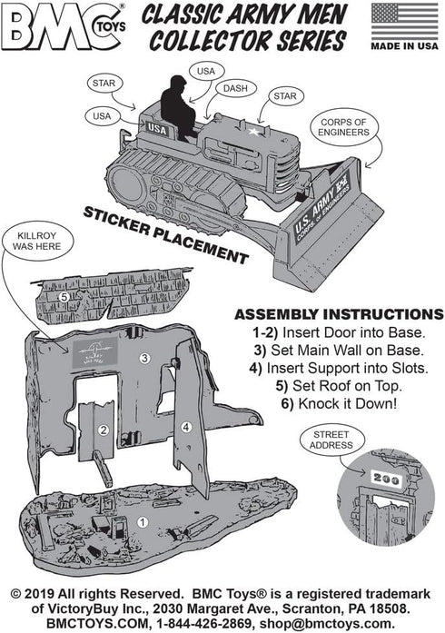BMC Bulldozer Building Playset - Classic Army Corps of Engineers Plastic Army Men