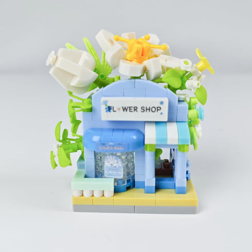 Jollcnoia Set Lilies Mini Flower Shop Building Toy Street City Store View Micro House Toys Festival Blocks for Home