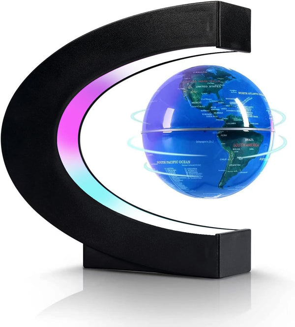 Flagest Magnetic Levitation Floating Globe, Levitating C Shape Globe with LED Lights