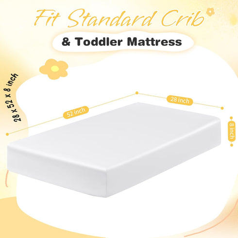 2 Pack 52" 28" 8" Horbaunal Satin Crib Sheets for Baby, x x Silky Fitted Crib Sheets, Soft Toddler Sheet Baby Mattress