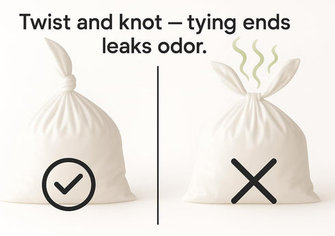(Pack 2) BOS Odor-Sealing Dirty Diaper Trash Bags - Scent & Smell Free - Cream Yellow - Medium