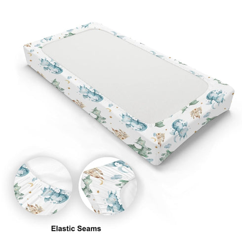 KuphiL10C Girls-16x32 Cute Watercolor Dragon Castle Pattern Baby Changing Pad Cover, Unisex Dragon Moon Star Cloud