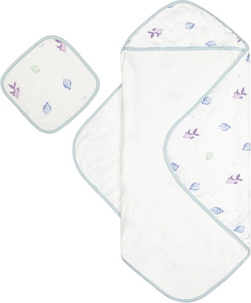 Bamboo Viscose Baby Hooded Towel & Washcloth Set for Babies and Toddlers,