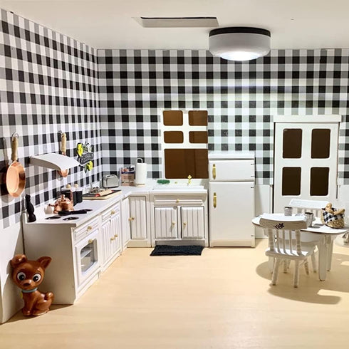 UZPDWK 1/12 Wooden Dollhouse Furniture Refrigerator Miniature Playhouse Decoration Living Dining Room- Scale
