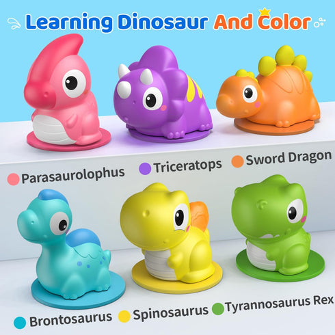 1-3, 2-4, 1 2 6 Packs Light Up Bath Toys for Kids Ages Dinosaurs Water-Activated Toys, Bathtub Toys for Toddlers Pool