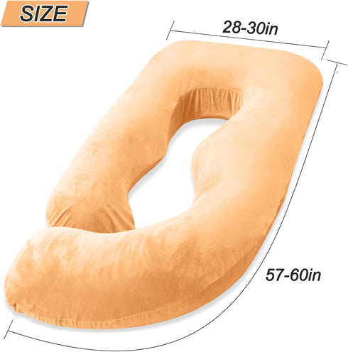 60 Inch Extra Large U-Shaped Pregnancy Pillow - Maternity Support for Sleeping (Brown)