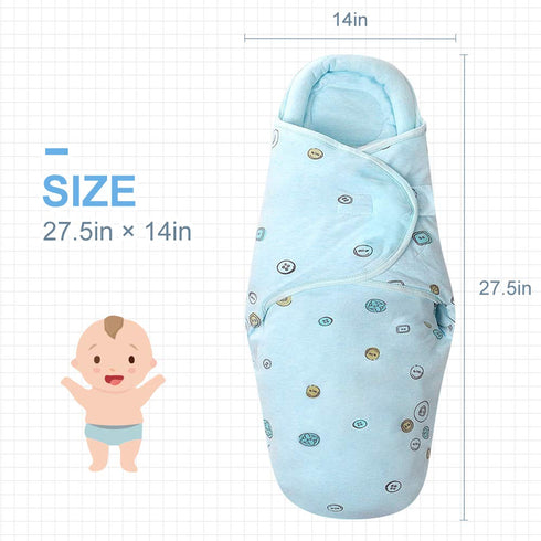 Baby Swaddle Blankets - Unisex Wrap for Newborn Baby Boys Girls, Skin Friendly Sleep Sack (Button, Blue)