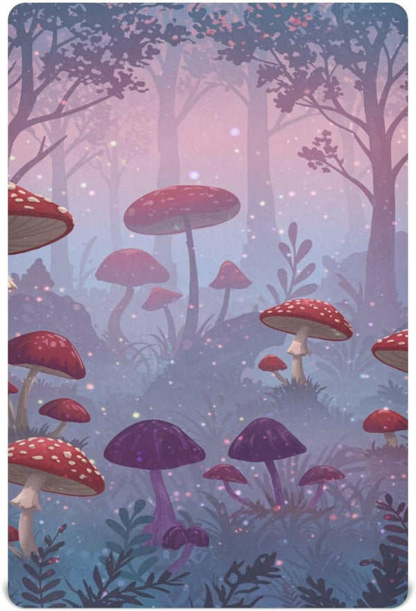 YANENDIE Purple Forest Mushroom Crib Sheets - Boys & Girls Cotton Crib Sheet