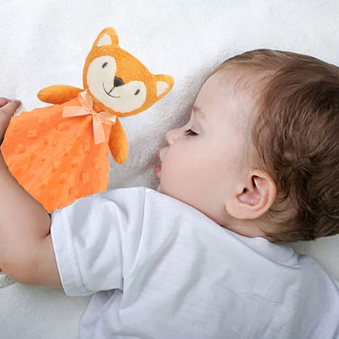 Pro Goleem Fox Security Blanket, Orange Soft Baby Lovey Unisex Snuggle Toy Stuffed Animal for Newborns