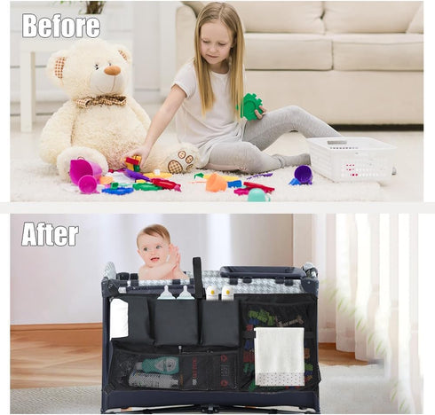 Abnaok Stroller Wagon Cargo Net, Large Capacity Mesh Storage Bag with Sorting Pockets, Compatible with WONDERFOLD