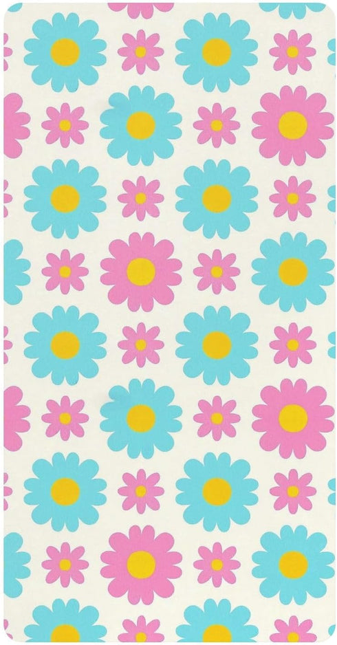 miaozhen Cotton Crib Sheets for Baby Boys Girls Comfy Breathable Daisy Flower Peach