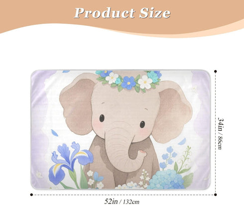 siphylline 52" 34" Cute Cartoon Elephant Purple Extra Large Resuable Changing Pad Covers Waterproof Washable Potty