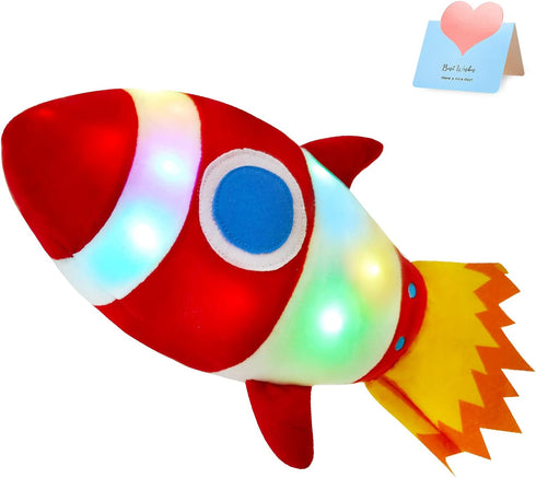BSTAOFY Light up Red Rocket Plush Toys Stuffed LED Glow Soft Cozy