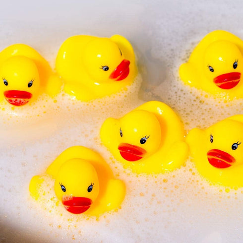 DZTIAN 51-Pieces Float & Squeak Mini Rubber Duck Baby Bath Ducky Sound ShowerToys for Kids Celebrate The Joy of The