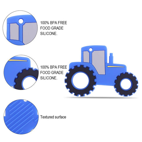 Baby Tractor Car Silicone Teether,Sensory Chew Toys,BPA Free Soft and Effective Infant Teething Pain Relief