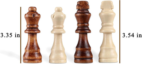 62 Pieces Wooden Checker Pieces & Chess Pieces 2 in 1 Chess Game Set, Classic Wooden Board Games in 2 Styles