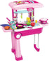 Toy Chef 2-in-1 Set Playset Travel Suitcase Kitchen for Children | Kids' Cooking Includes Toy Pots, Pans, Dishes