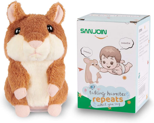 Kids Talking Hamster Toy for Ages 2-4, Interactive Plush Repeating Toy, Birthday Gift (Brown)