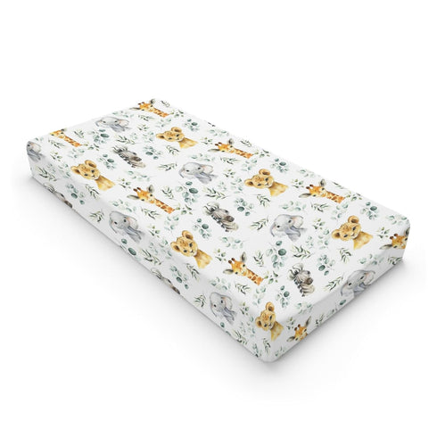 African Safari Jungle Animals Changing Pad Cover for Baby Girls & Boys, Giraffe, Elephant, Lion, Zebra, 32"/34" x 16"