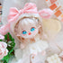 niannyyhouse 20cm Plush Doll Clothes, Pink Headwear Coat Dress & Backpack, 8in Soft Stuffed Plush Toy Accessories