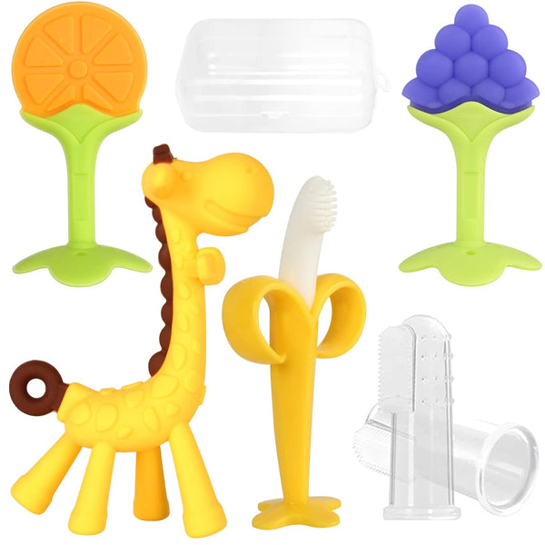 Chuya Teething Toys (4 Pack), BPA-Free Teething Toy for Baby, Banana Toothbrush for Infants 3-6 Months